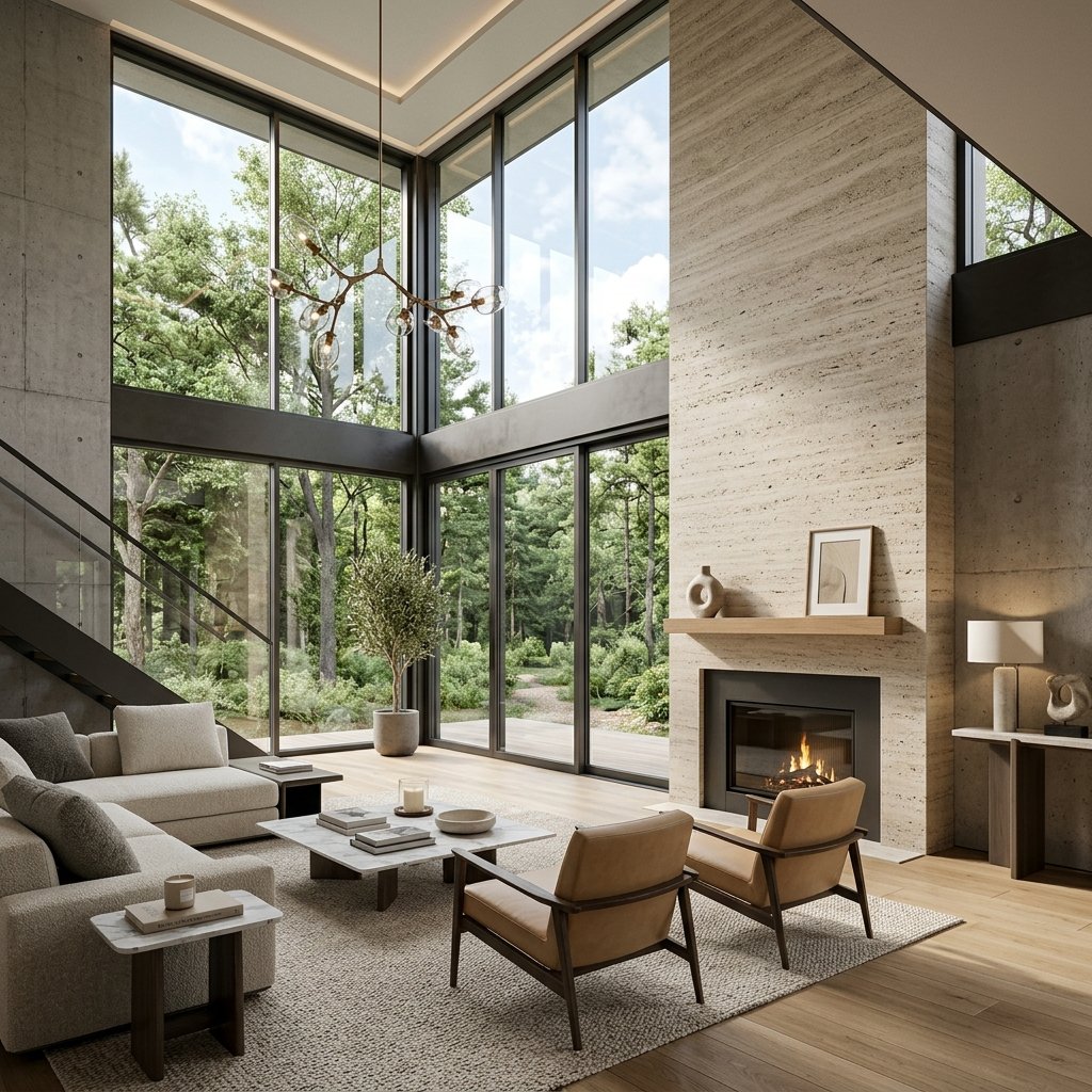 Minimalist luxury living room interior render